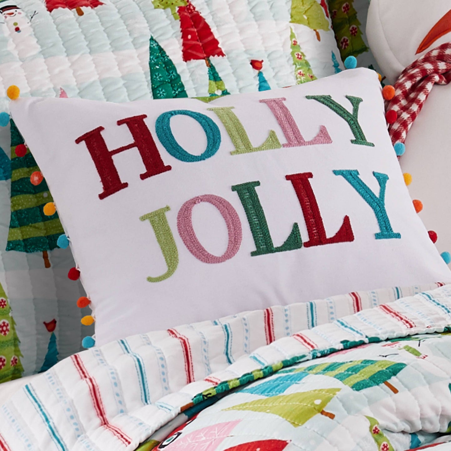 Holly Jolly Pom Pillow