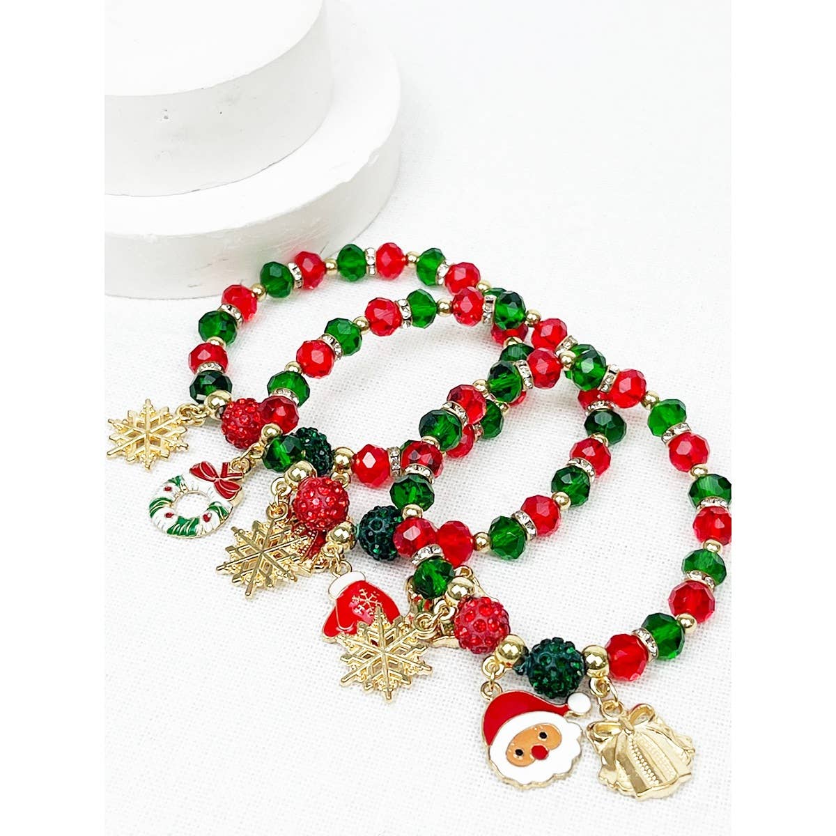 Christmas Theme Stretch Bracelet with Charms