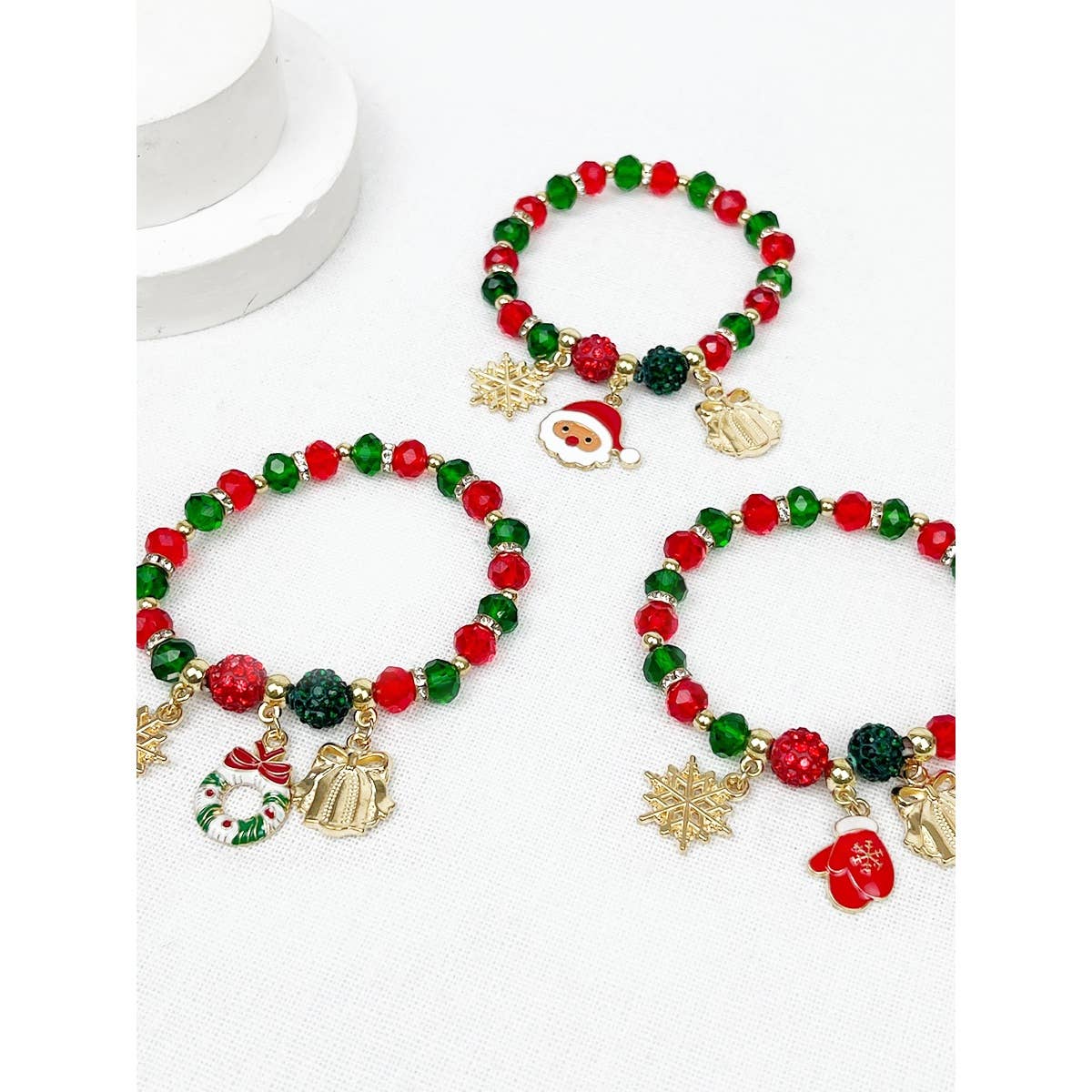 Christmas Theme Stretch Bracelet with Charms