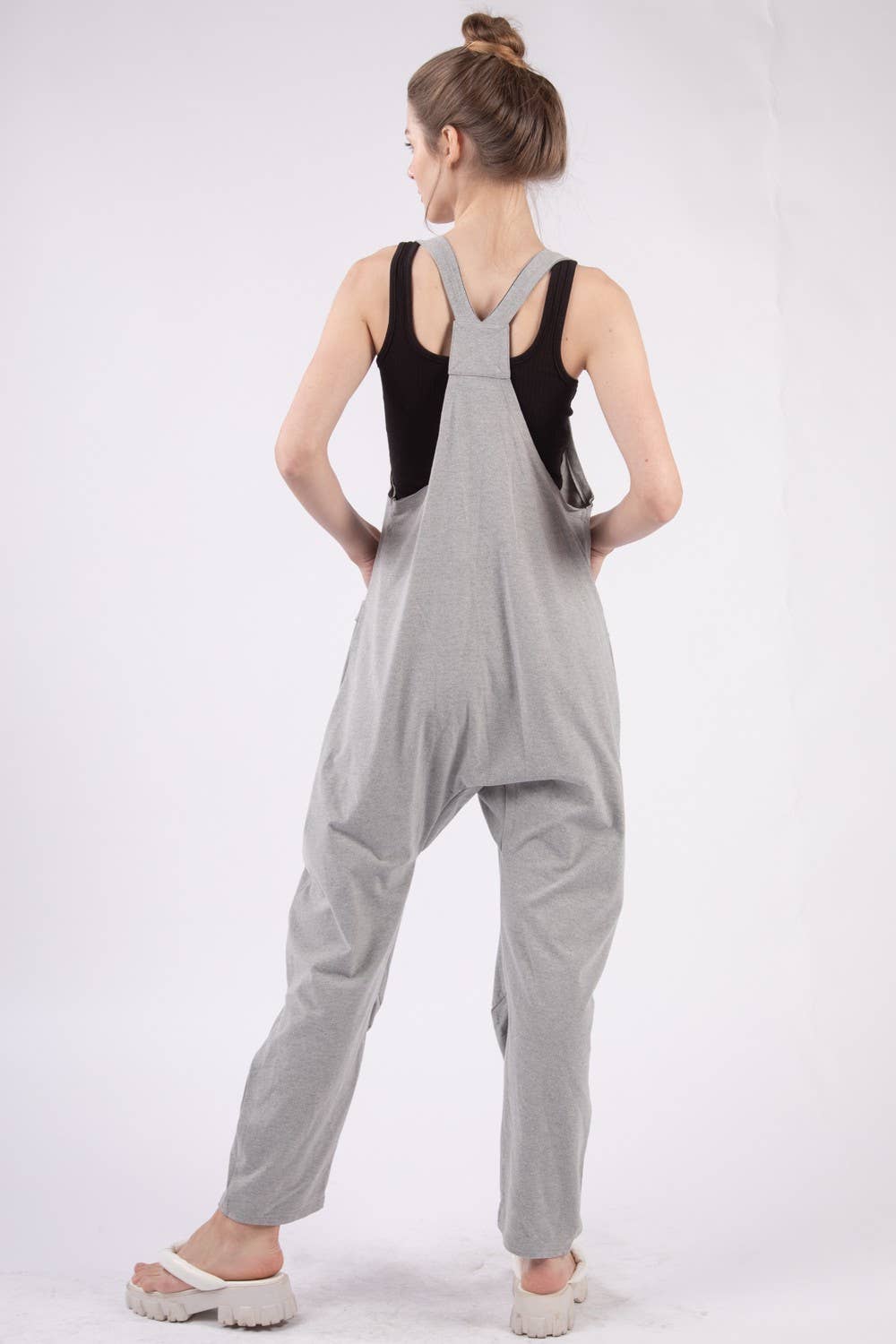 Casual Loose Fit Solid Knit Baggy Jumpsuit