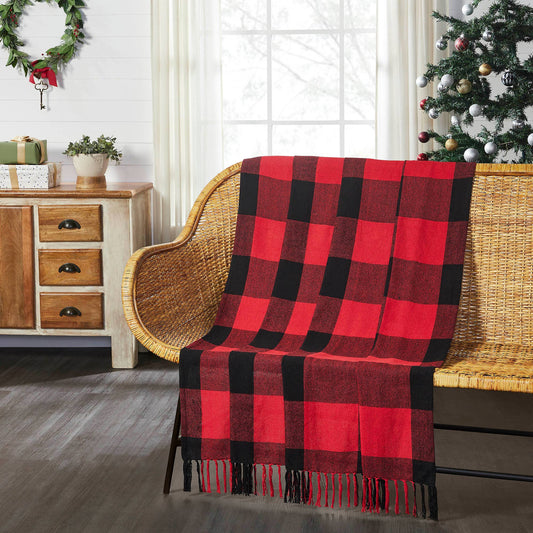 Red Black Buffalo Check Woven Throw 50x60