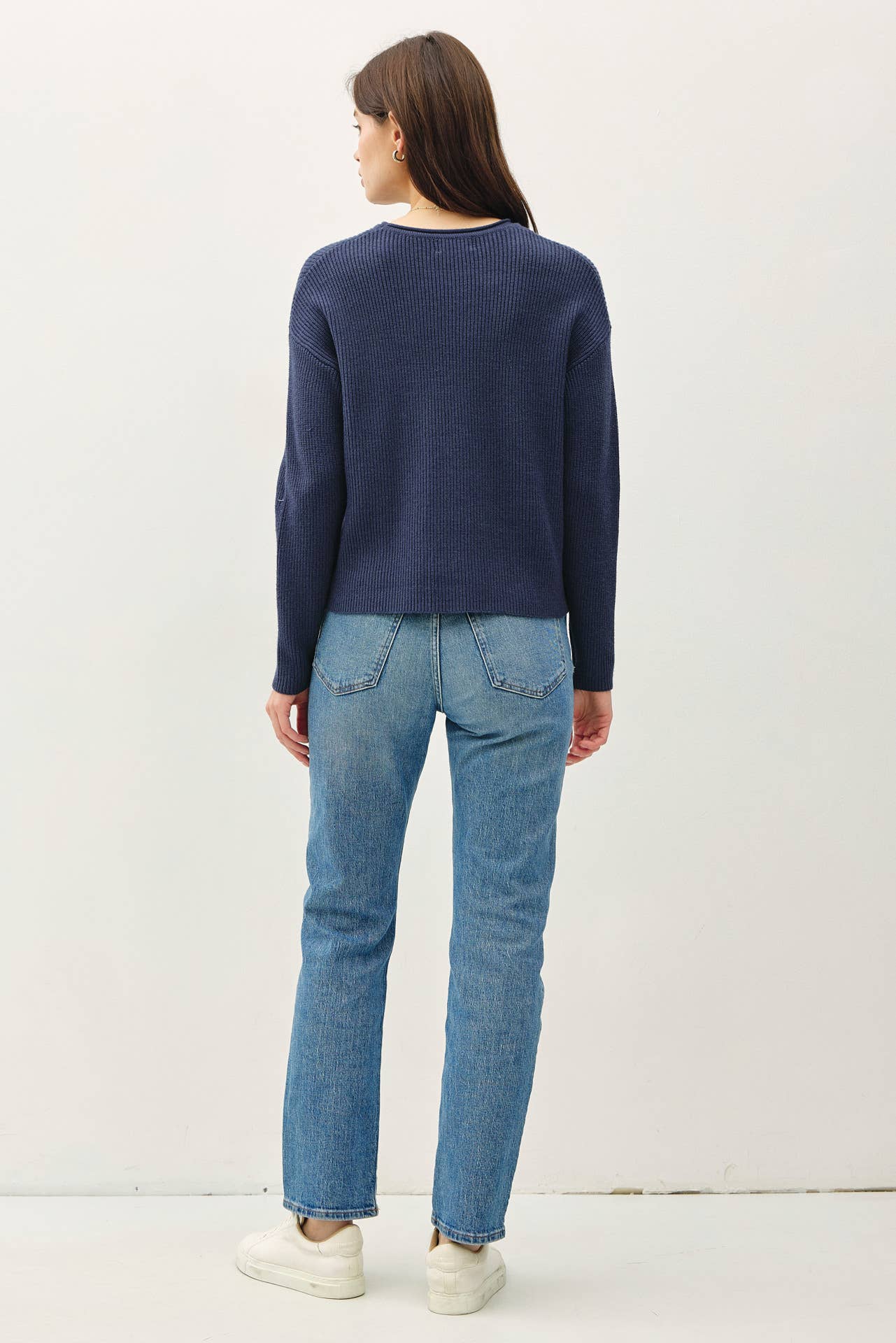 SOFT WAFFLE KNIT RAW HEM SWEATER