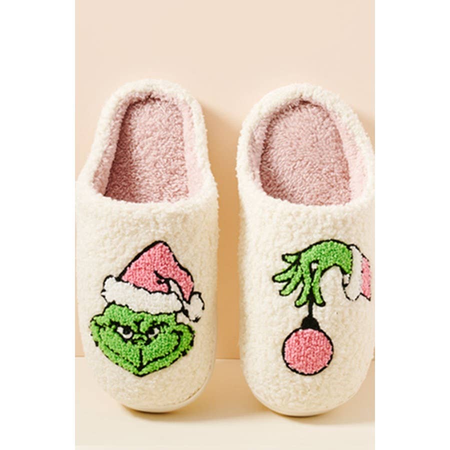 Christmas Grinch Fuzzy Fleece Soft Slipper