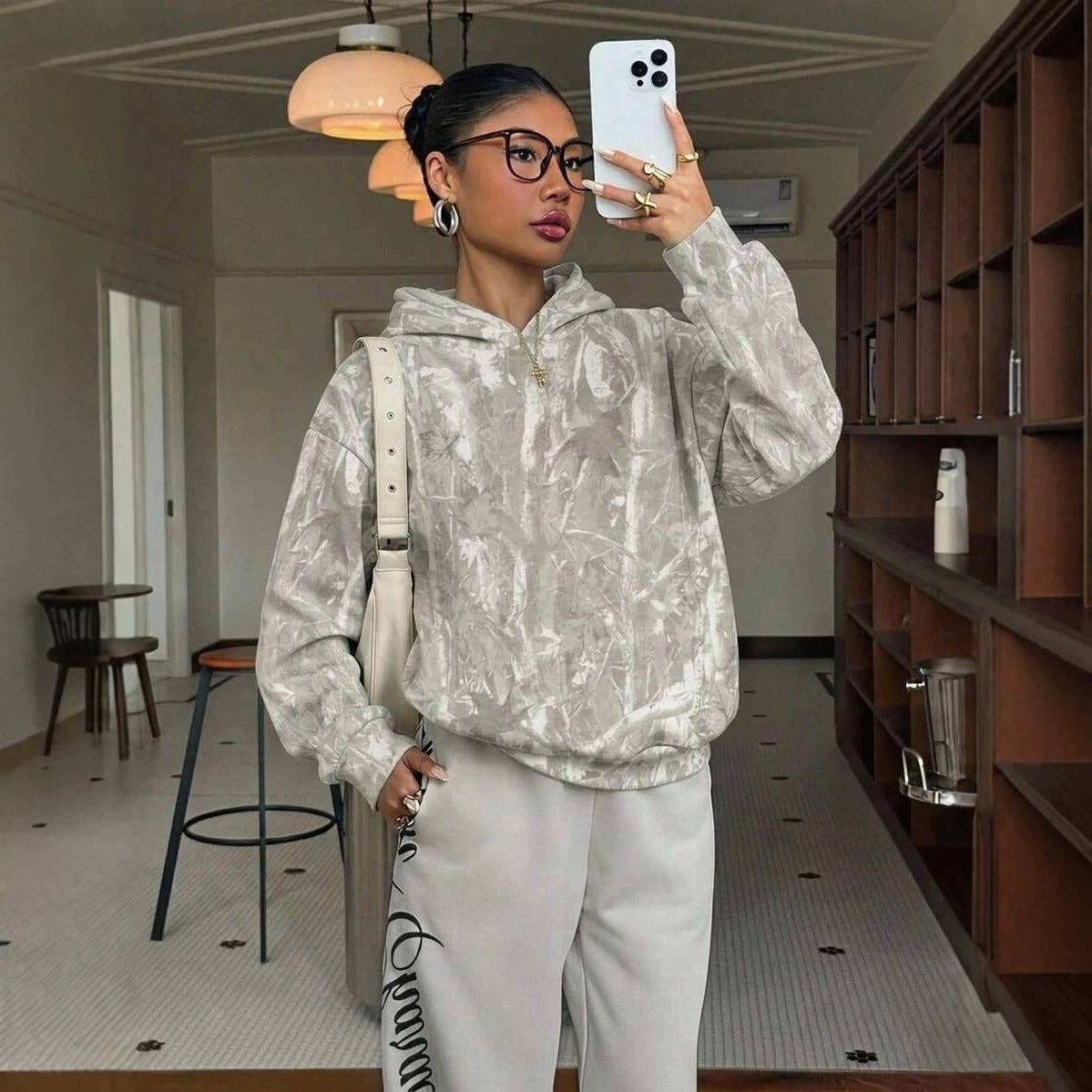 Leopard Hoodie Oversized Casual Pullover Sweatshirt