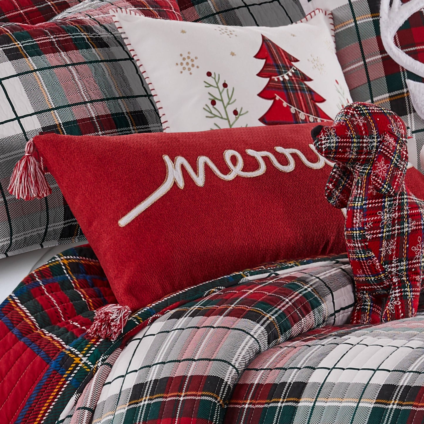 Merry Embroidered Throw Pillow