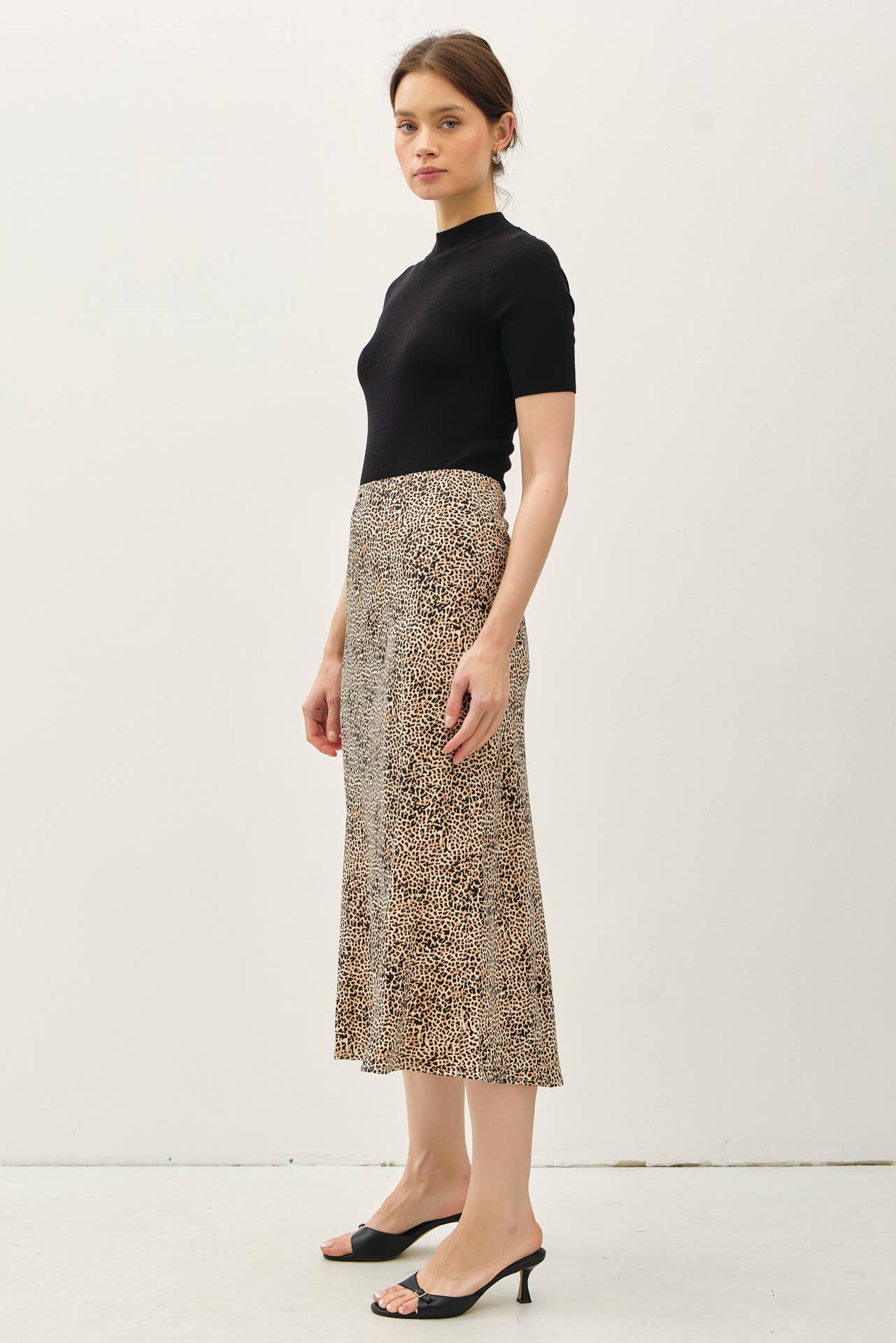 PRINT MIDI SKIRT WITH ELASTIC WAISTBAND