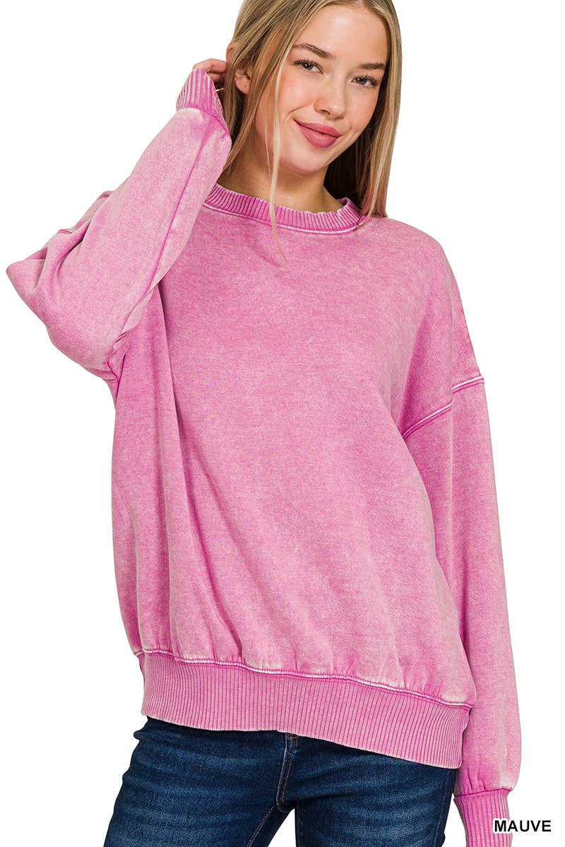 Washed Fleece Oversized Pullover Sweatshirt