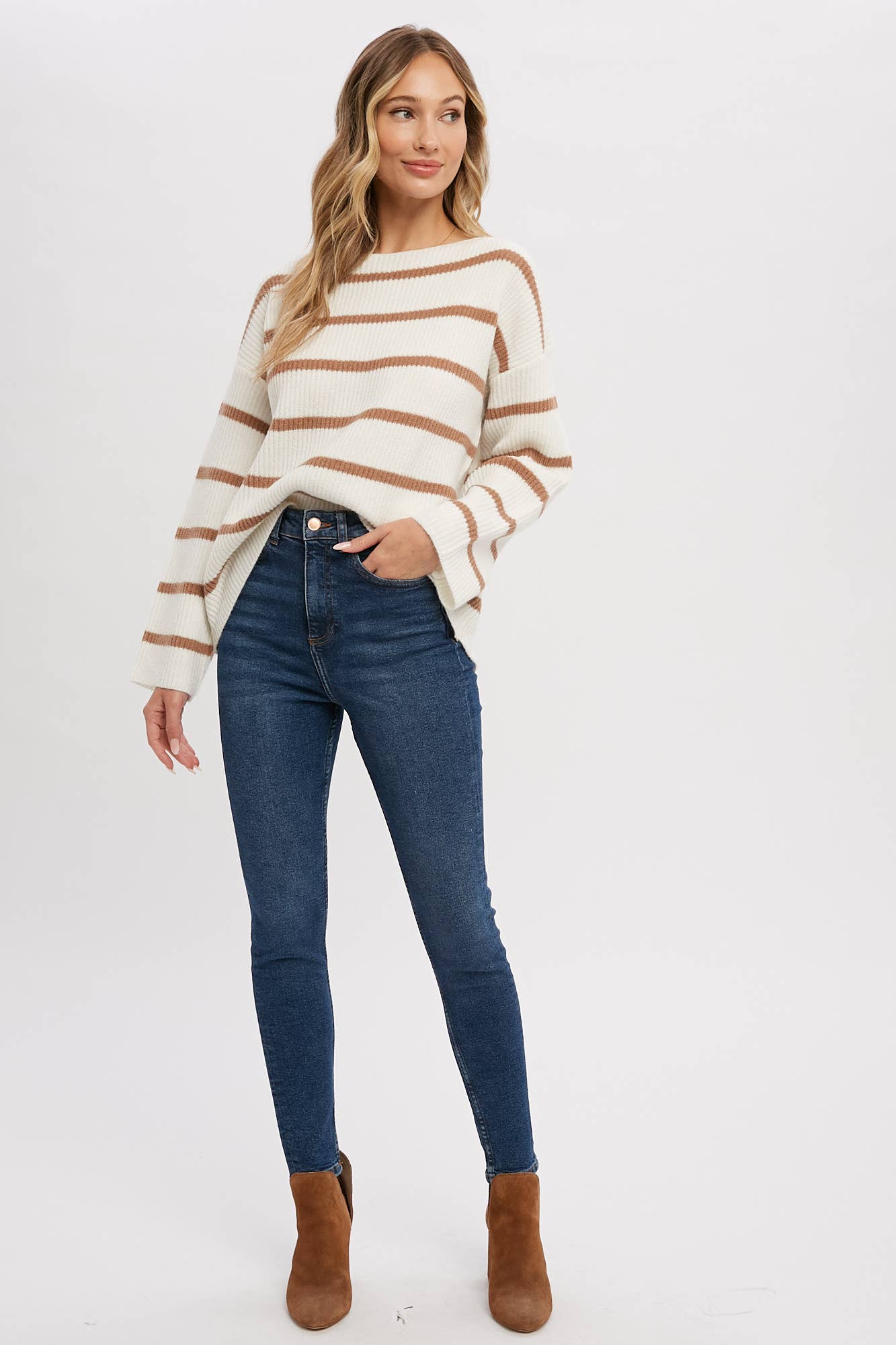 STRIPE RIBBED PULLOVER