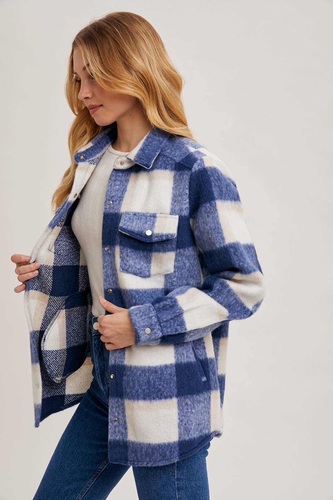 PLAID BRUSHED FLANNEL SHACKET