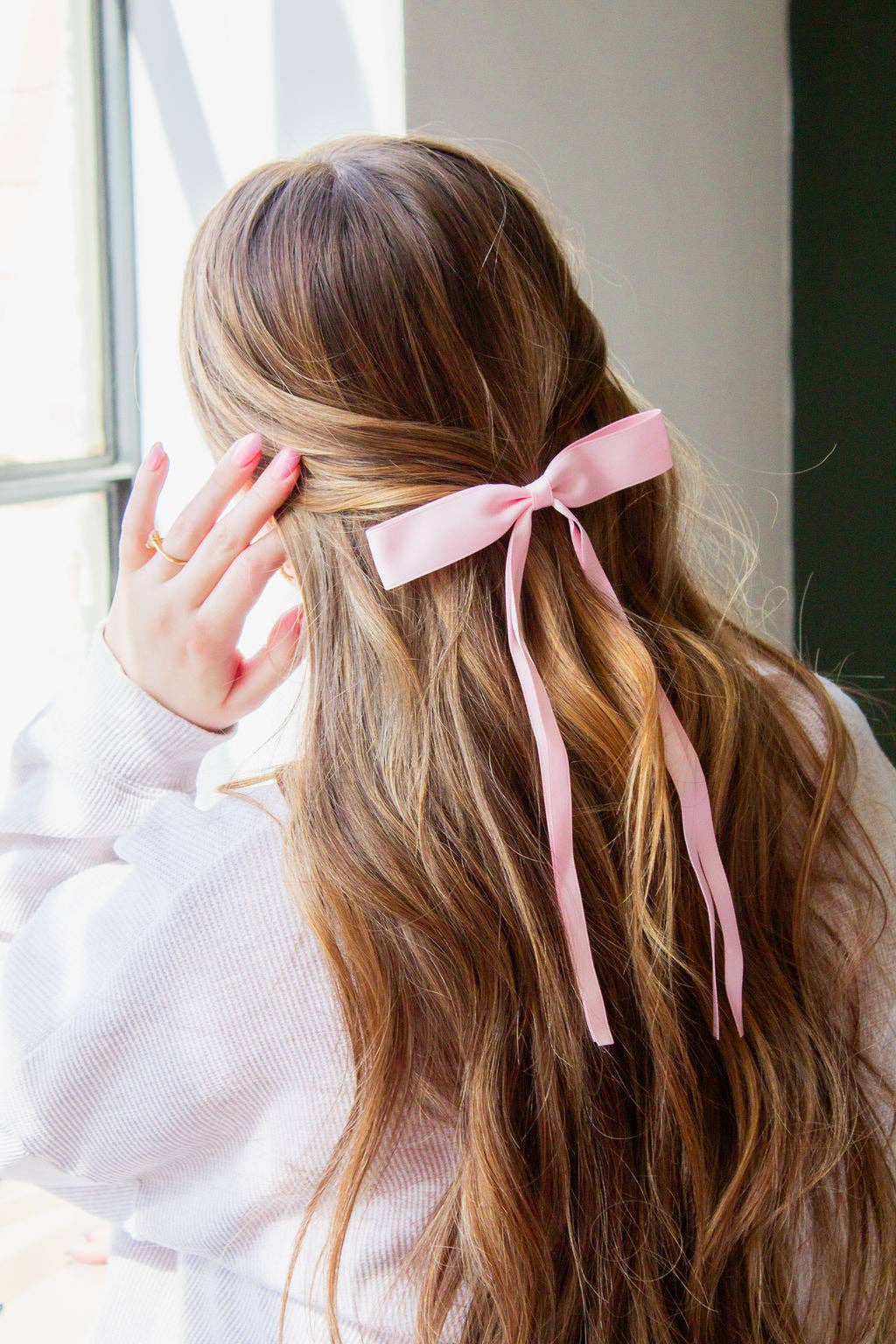 Satin Ribbon Long Bow Clip