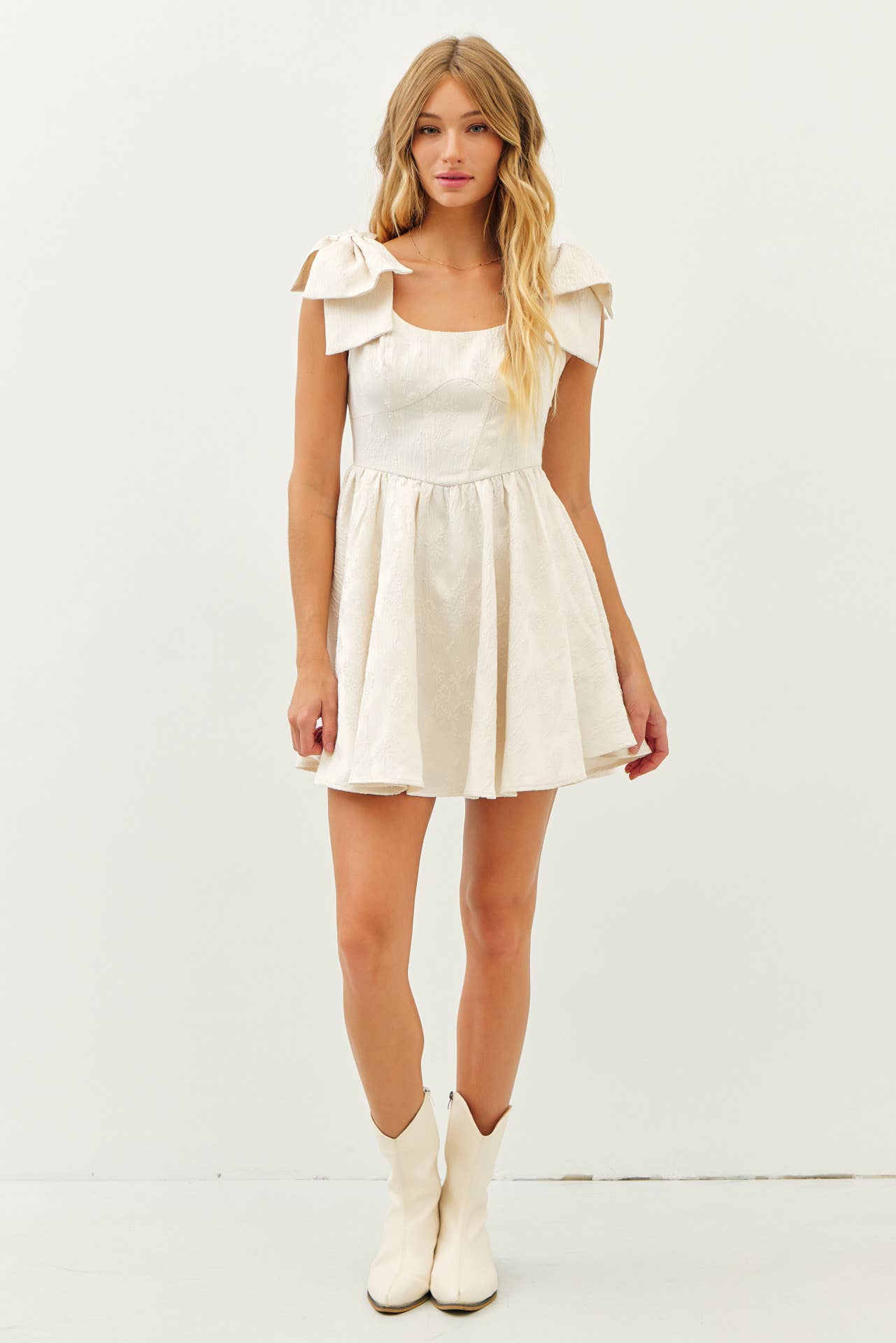 FLARE MINI DRESS - BOW STRAPS