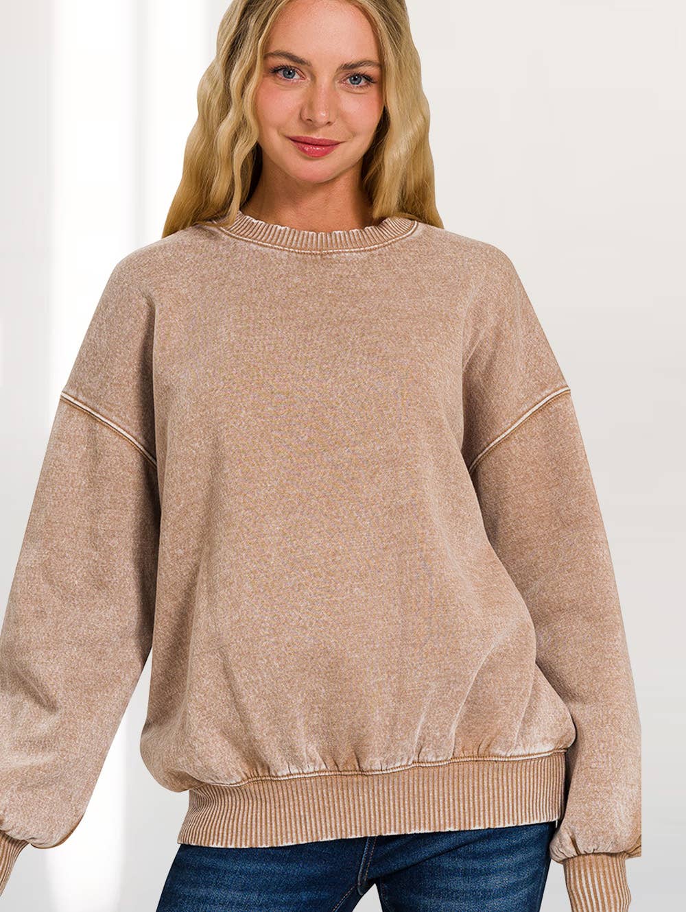 Washed Fleece Oversized Pullover Sweatshirt