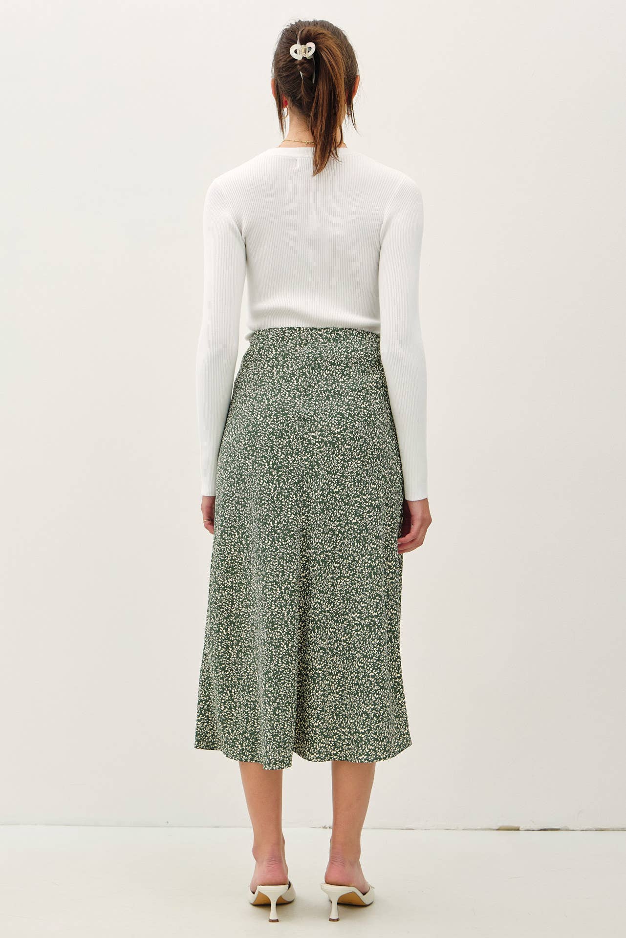 PRINT MIDI SKIRT WITH ELASTIC WAISTBAND