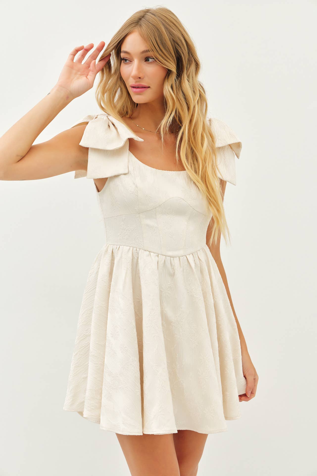 FLARE MINI DRESS - BOW STRAPS