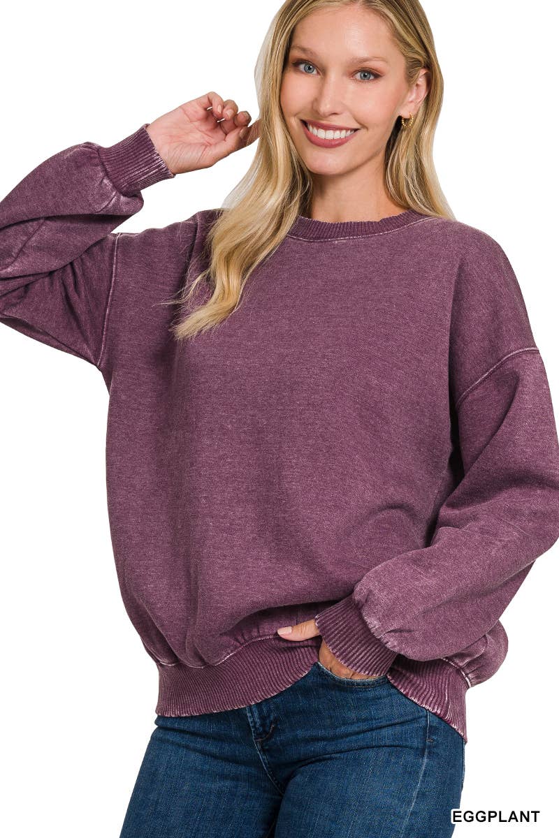 Washed Fleece Oversized Pullover Sweatshirt