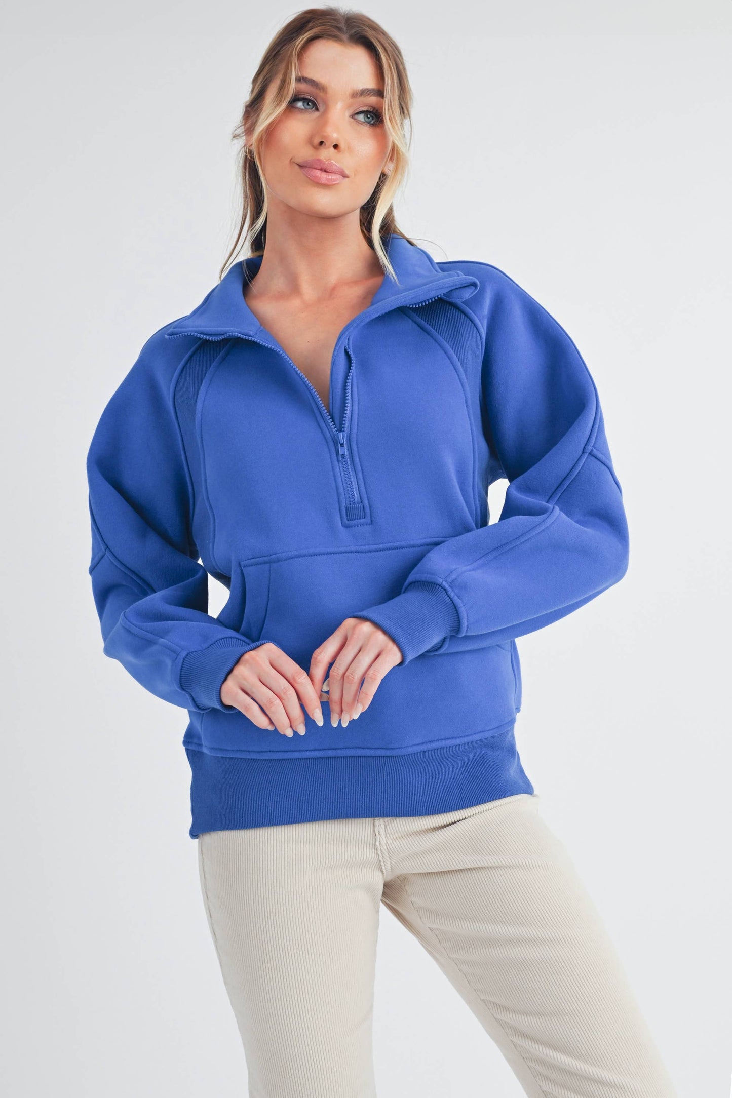 Dove Funnel Neck Half Zip-Long