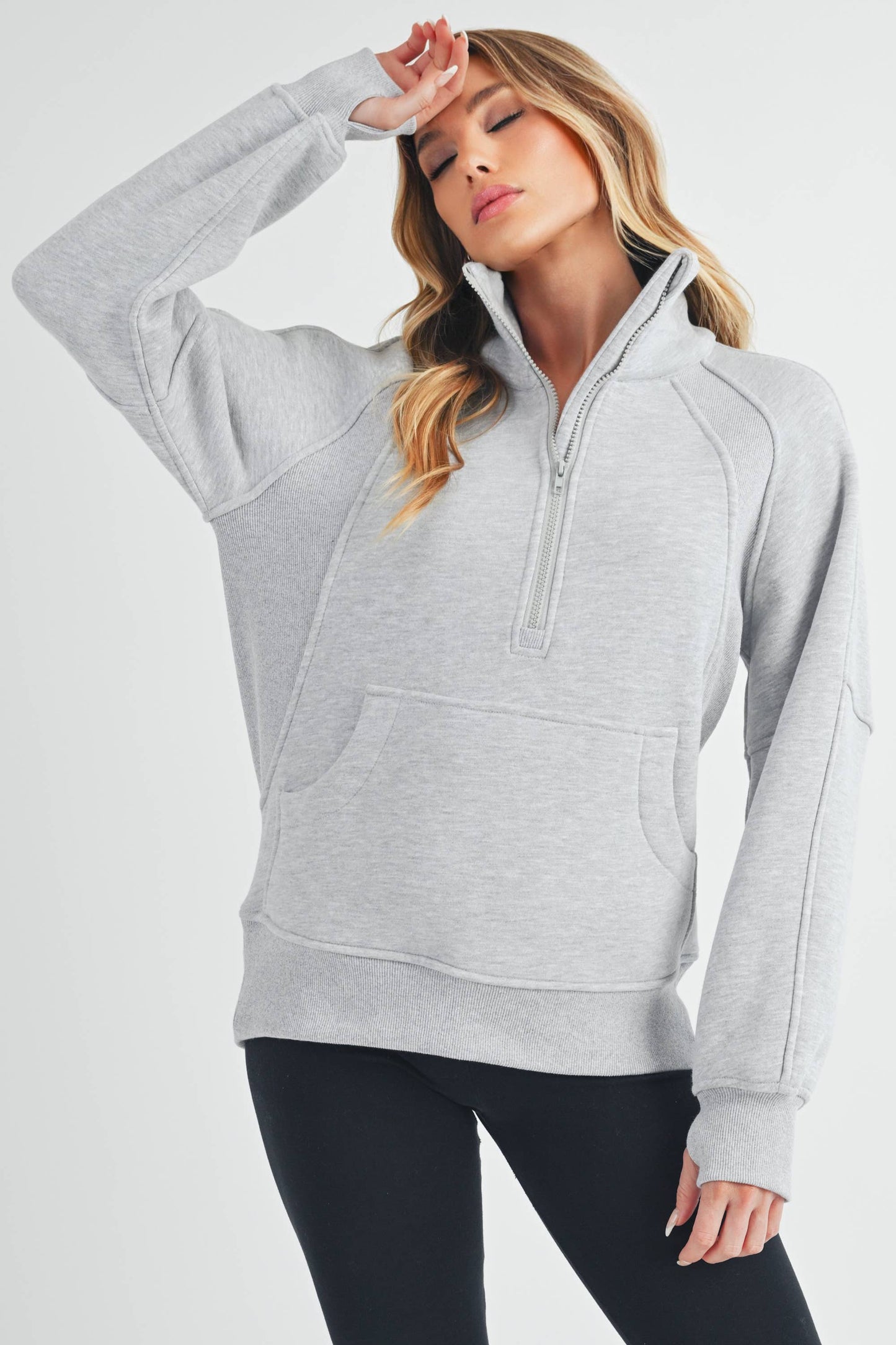 Dove Funnel Neck Half Zip-Long