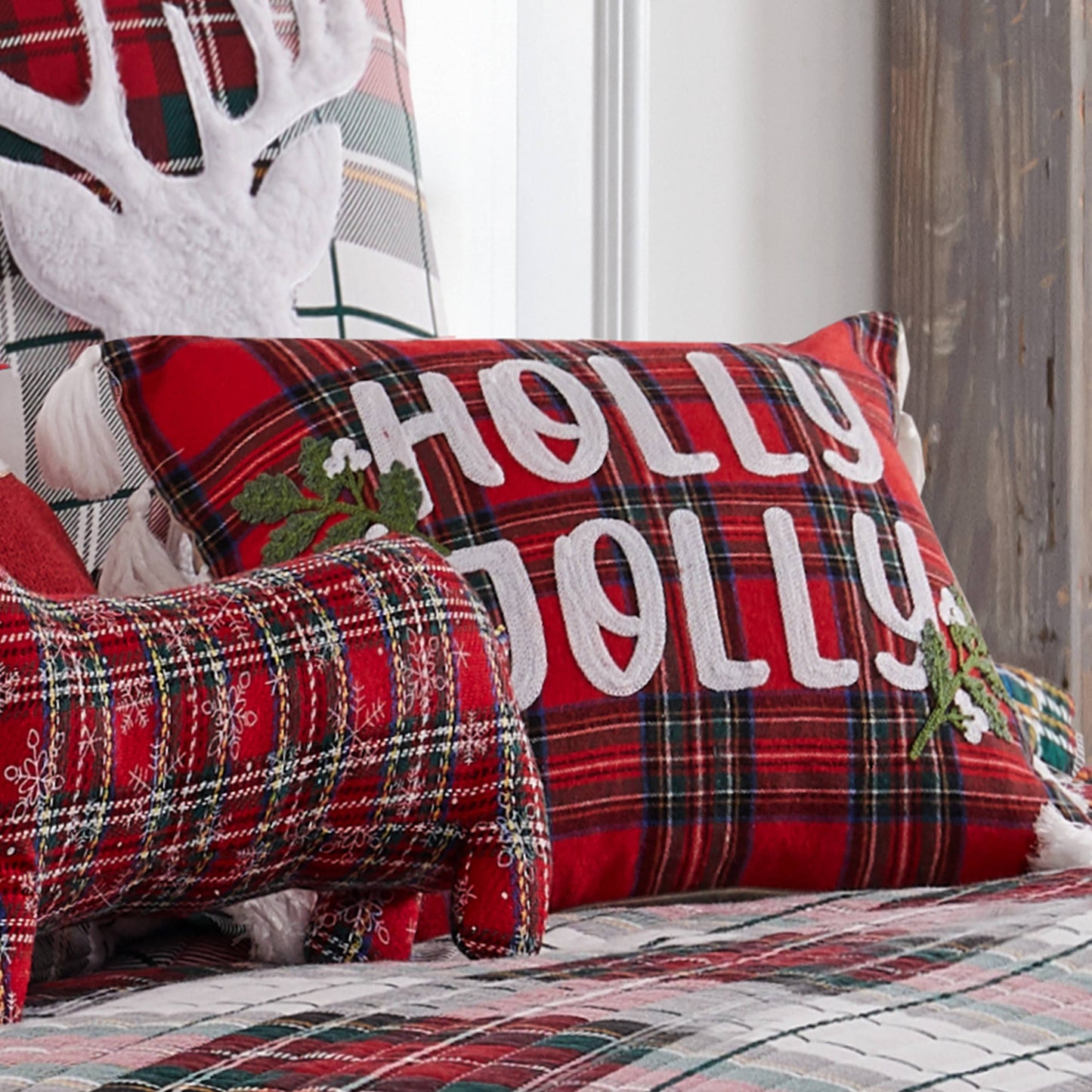 Holly Jolly Tassel Throw Pillow