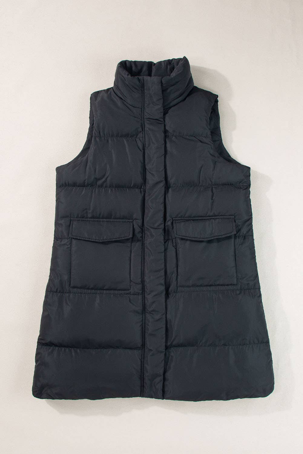 Winter Full Zipper Pockets Puffer Outerwear Vest