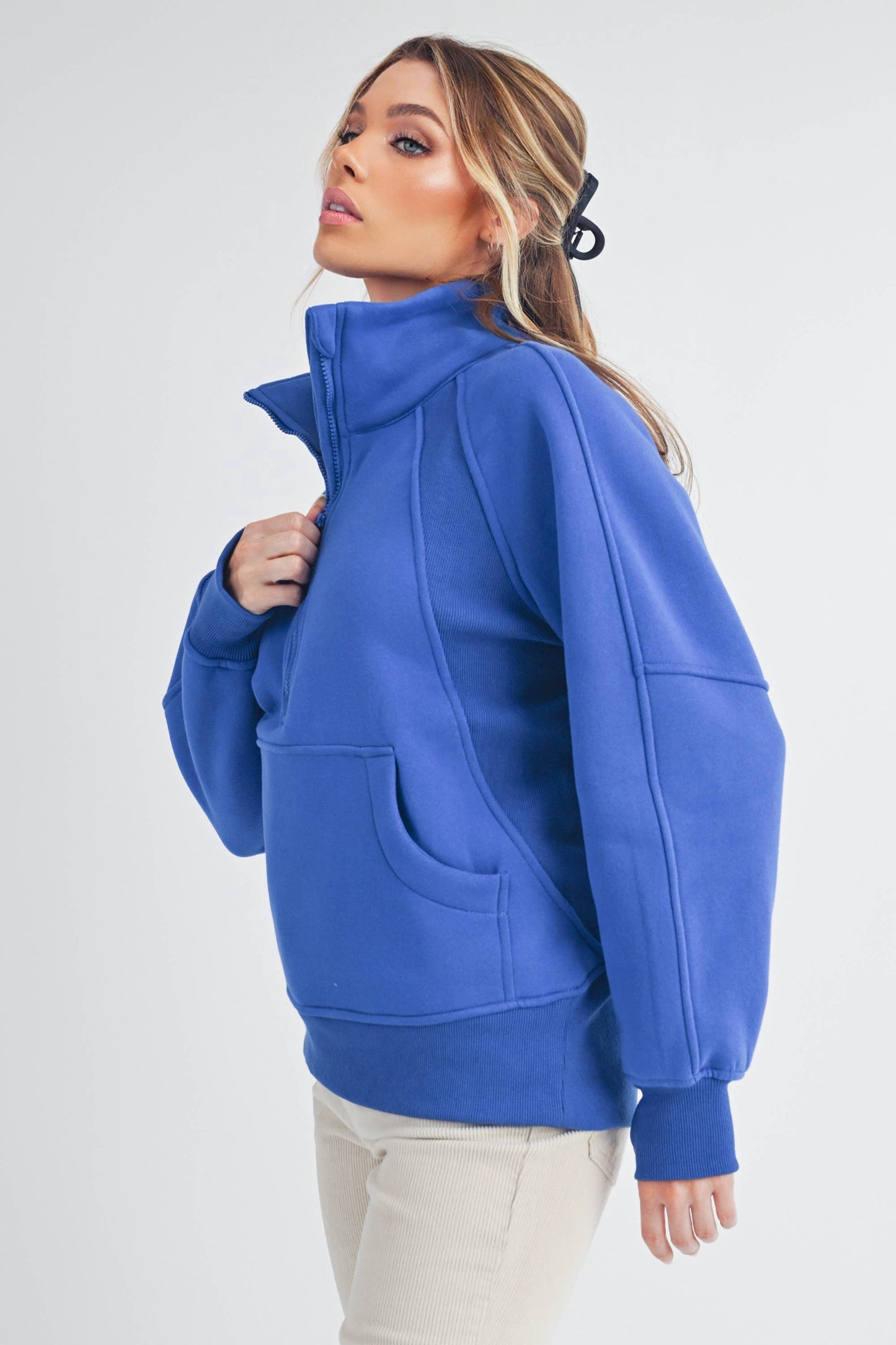 Dove Funnel Neck Half Zip-Long
