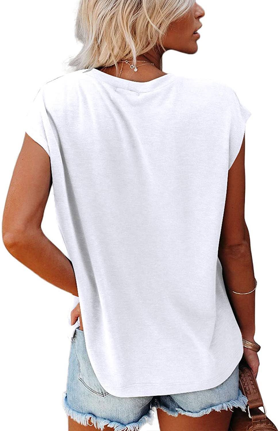 Short Cap Sleeve Shirts Solid Loose Fit Tops