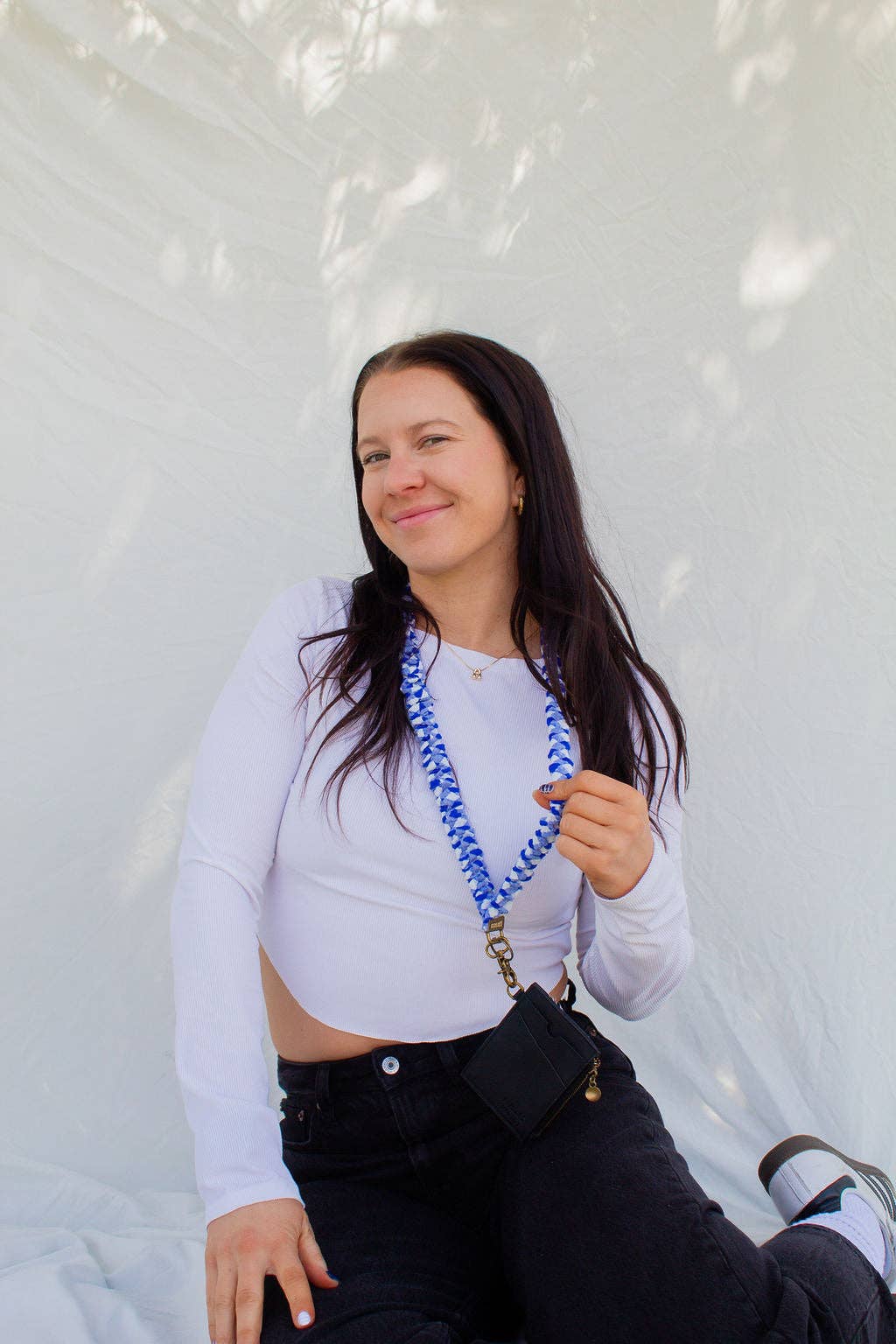 Royal Blue Checkered Scrunchie Lanyard