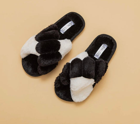 Black Two Tone Slippers