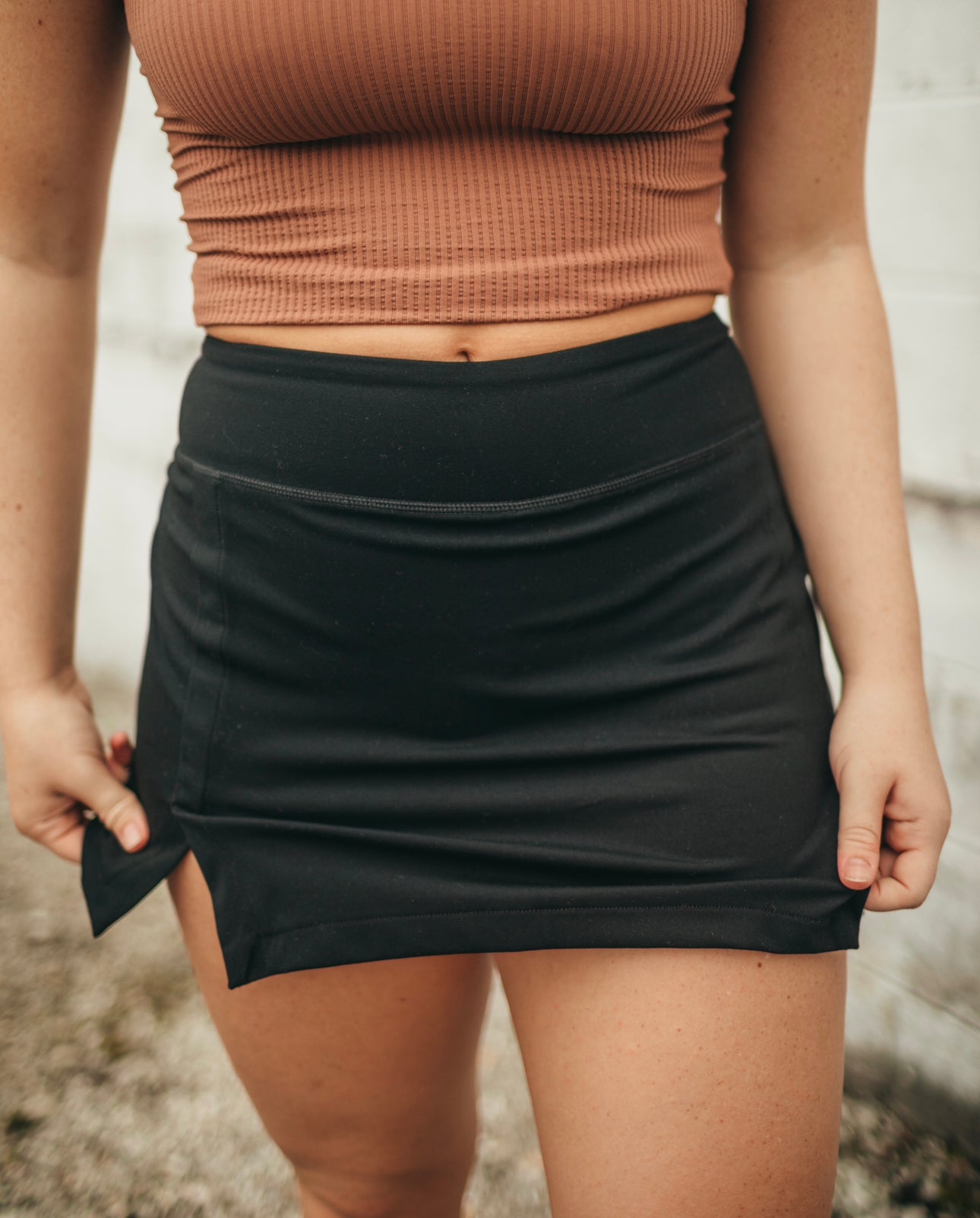 Black Essential Tennis Skort