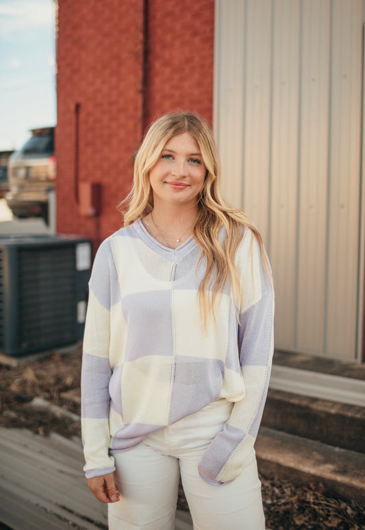 Lilac Checkered Sweater