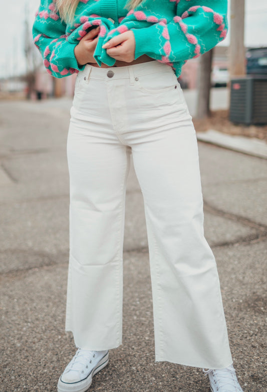 White High Waisted Pants